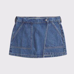 Abercrombie & Fitch Mid Rise Denim Wrap Mini Skirt